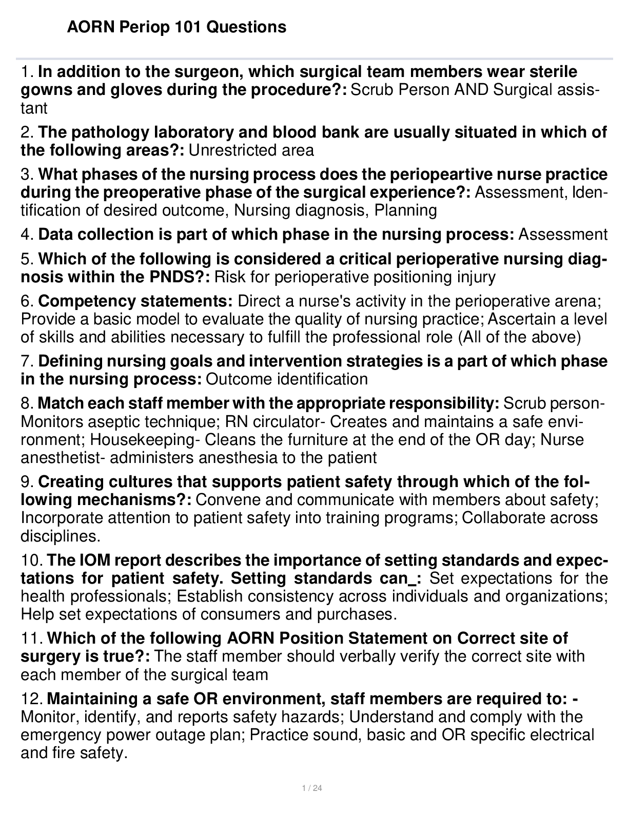 Preview image for AORN Periop 101 Questions